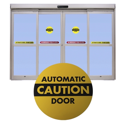 Caution Automatic Door Double Sided Decal - 50 Pack